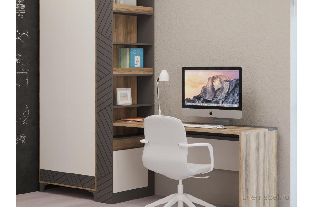 Шкаф Гринвич модель 8 авелано / белый / темно-серый