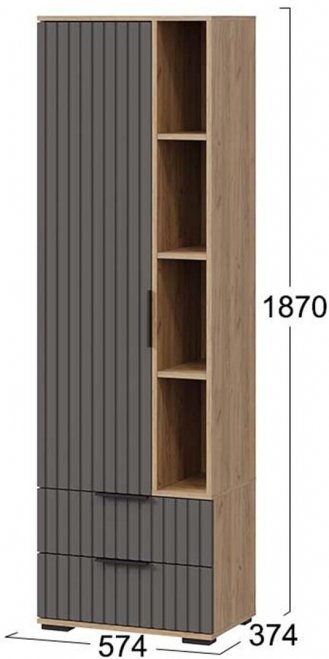 Шкаф Хилтон дуб крафт золотой / графит матовый