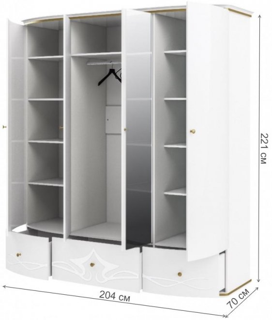 Шкаф Либерти МН-313-04 белый / белый глянец