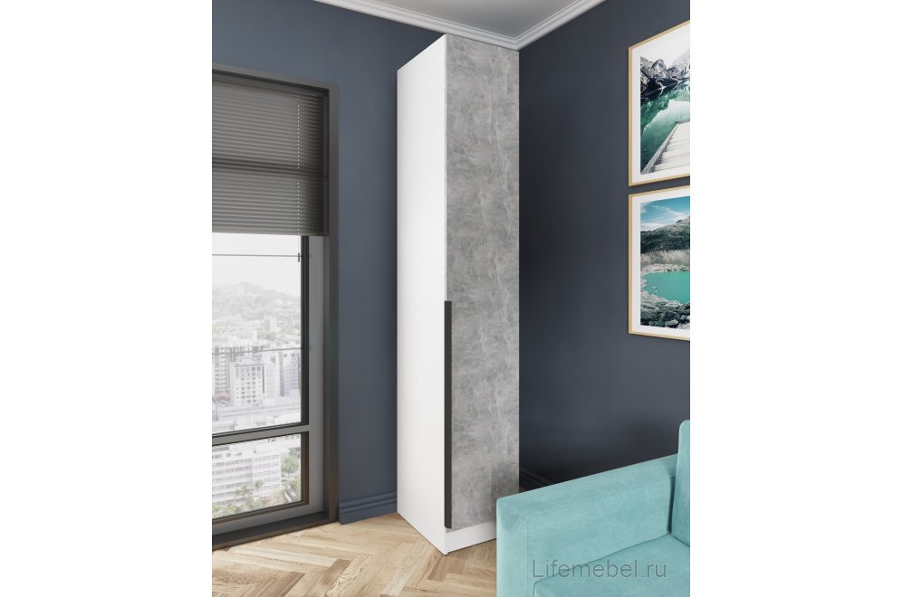 Шкаф 0,4м Мадрид белый / ателье светлое