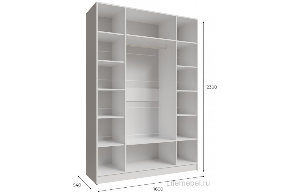 Шкаф 1,6м Мадрид с зеркалом белый