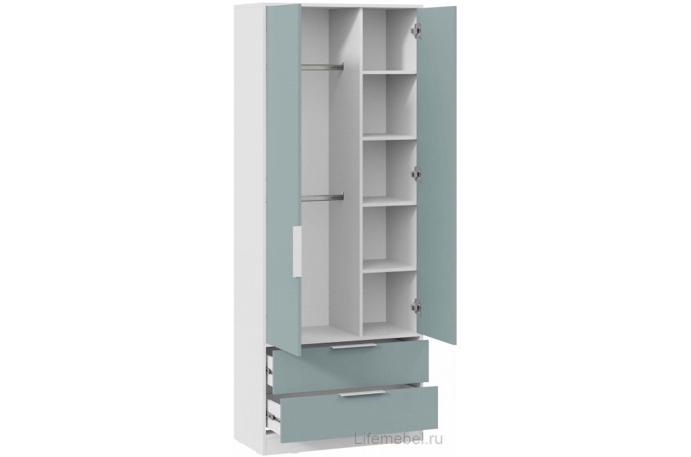 Шкаф Марли для одежды белый / серо-голубой