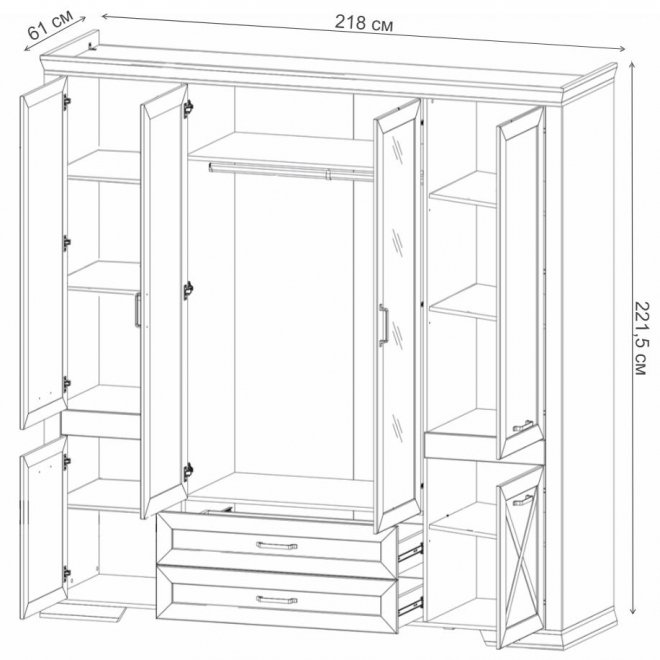 Шкаф Марсель SZF6D2S ясень снежный / дуб сонома темный