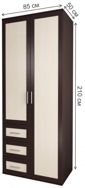 Шкаф Мебелайн-10 левый венге / дуб молочный