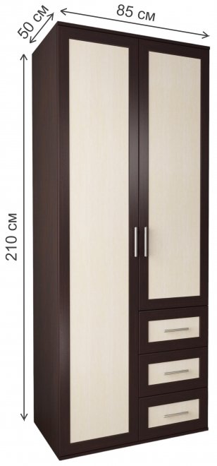 Шкаф Мебелайн-10 правый венге / дуб молочный