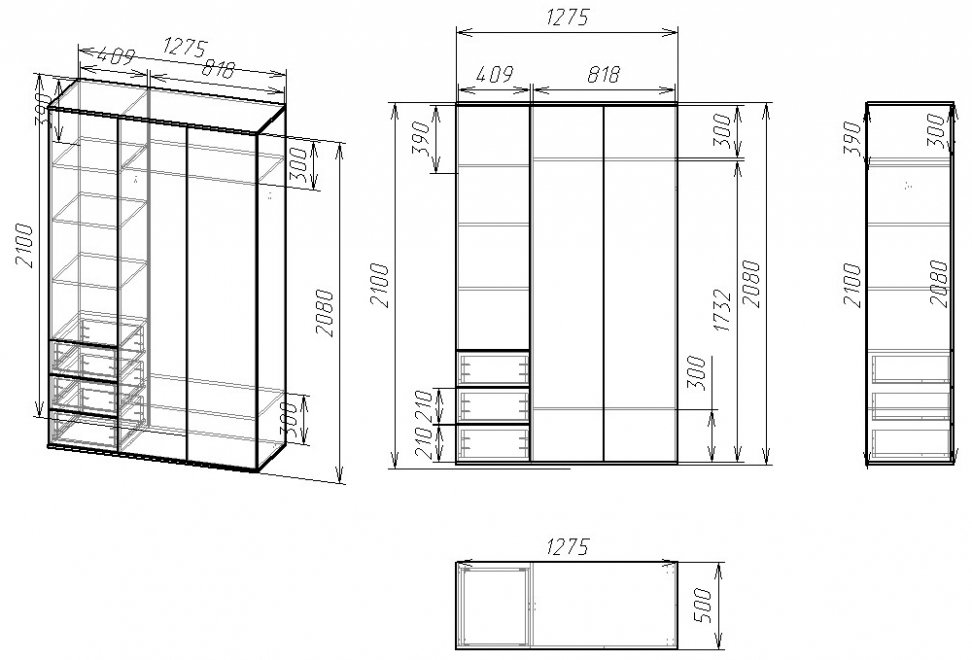 Шкаф Мебелайн-14 левый венге / дуб молочный