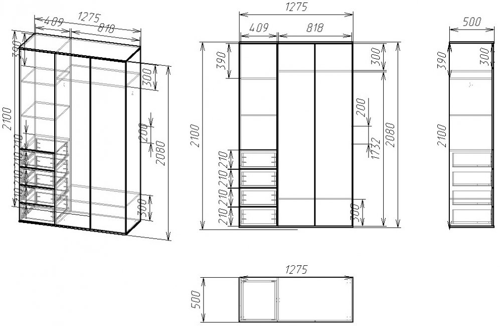 Шкаф Мебелайн-15 левый венге / дуб молочный