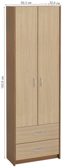 Шкаф Милана-2 ясень темный / ясень светлый