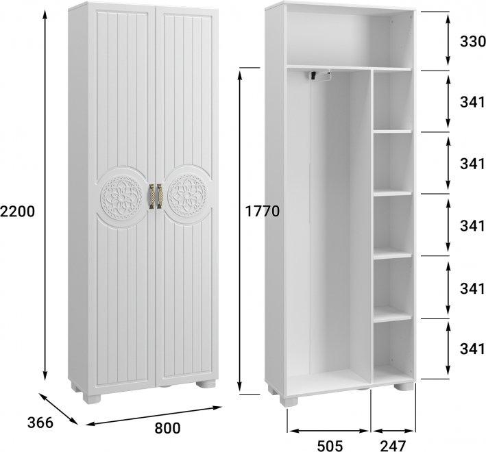 Шкаф Монблан МБ-21К глухой белое дерево
