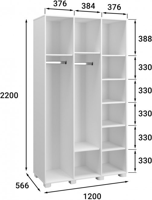 Шкаф Монблан МБ-24К комбинированный белое дерево