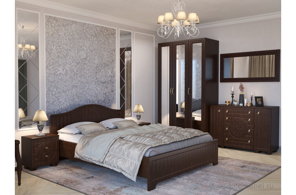 Шкаф Монблан МБ-24К с зеркалом венге / орех шоколадный