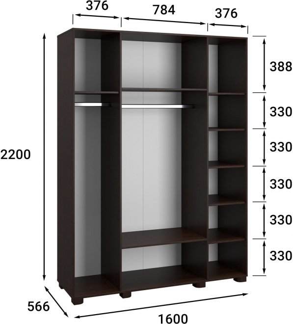 Шкаф Монблан МБ-25К комбинированный венге / орех шоколадный