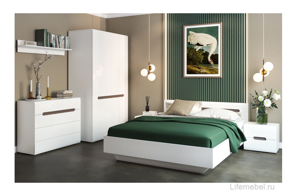 Шкаф Амбра 2Д белый глянец / белый