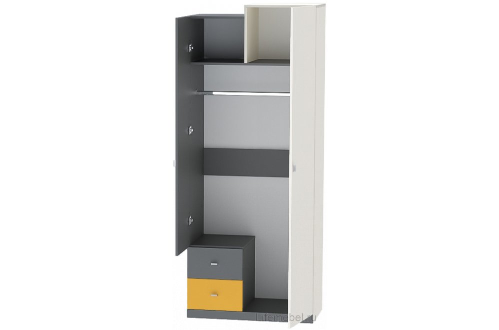 Шкаф МС Клео Шк-1 графит / миндаль / солнечный