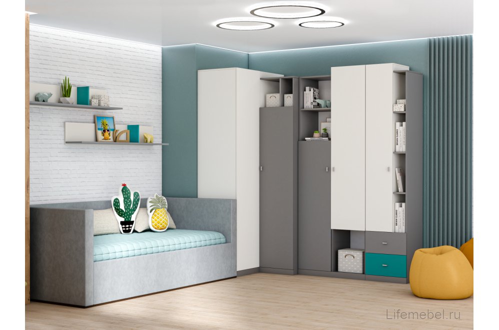 Шкаф МС Клео Шк.У графит / миндаль