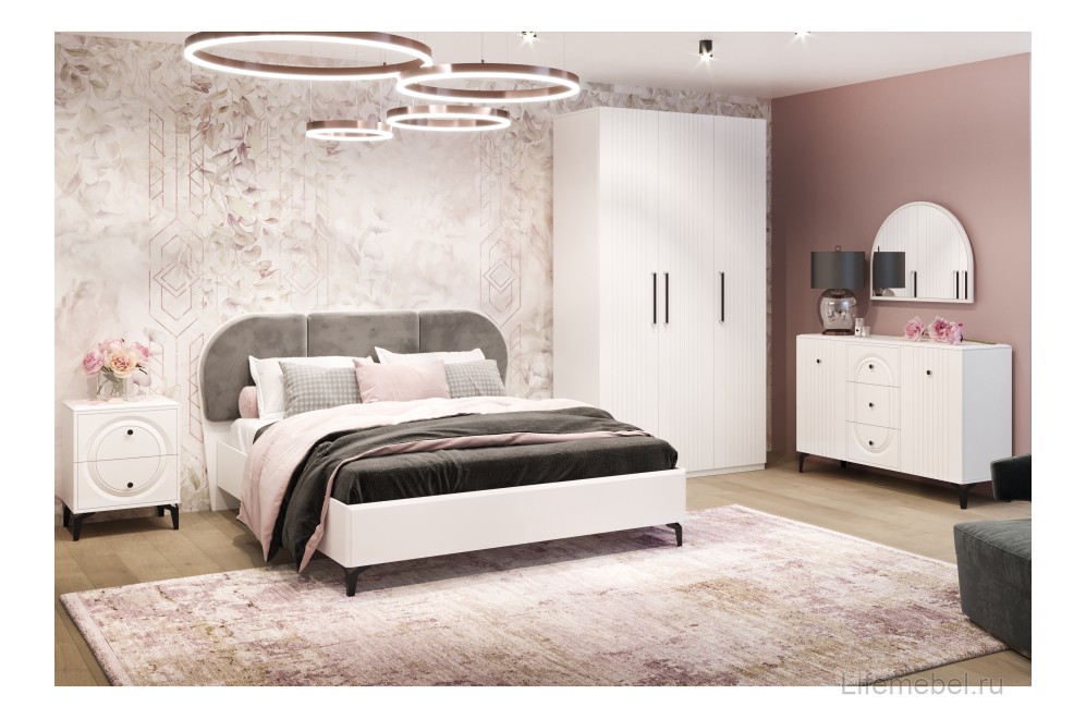 Шкаф Венеция 1260 белый шагрень / белый