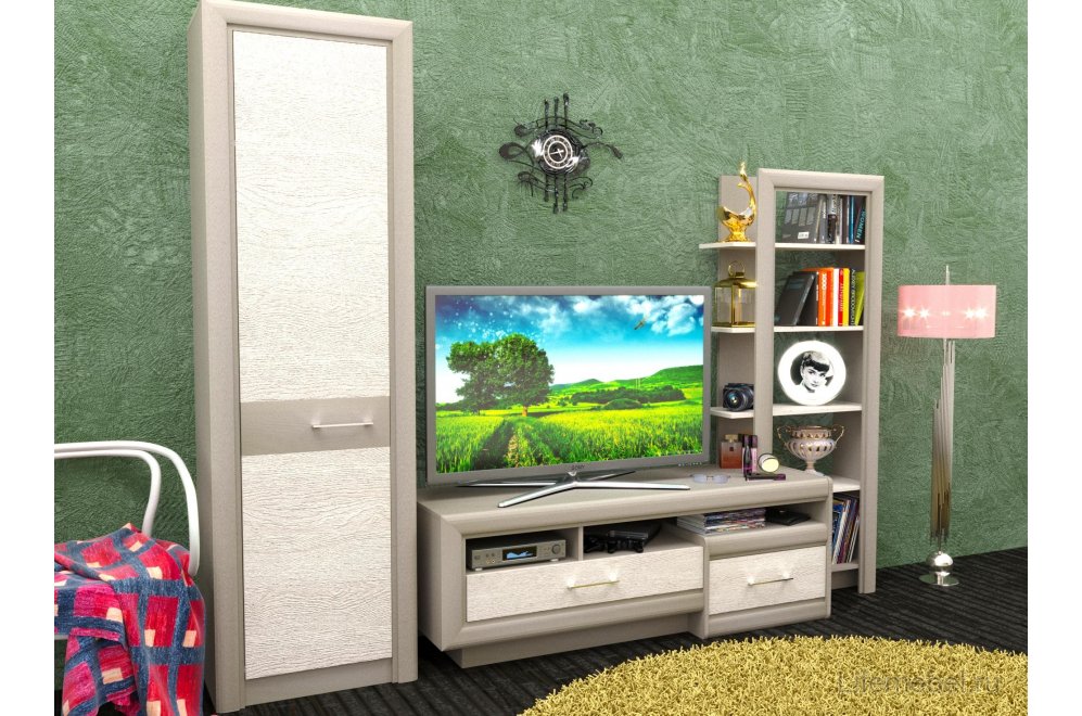 Шкаф однодверный Лацио серый камень / дуб гладстоун белый