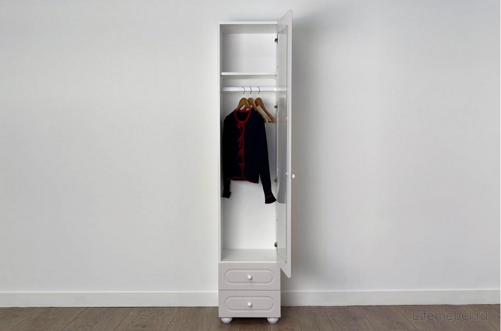 Шкаф однодверный Милана со стеклом белое дерево / сакура