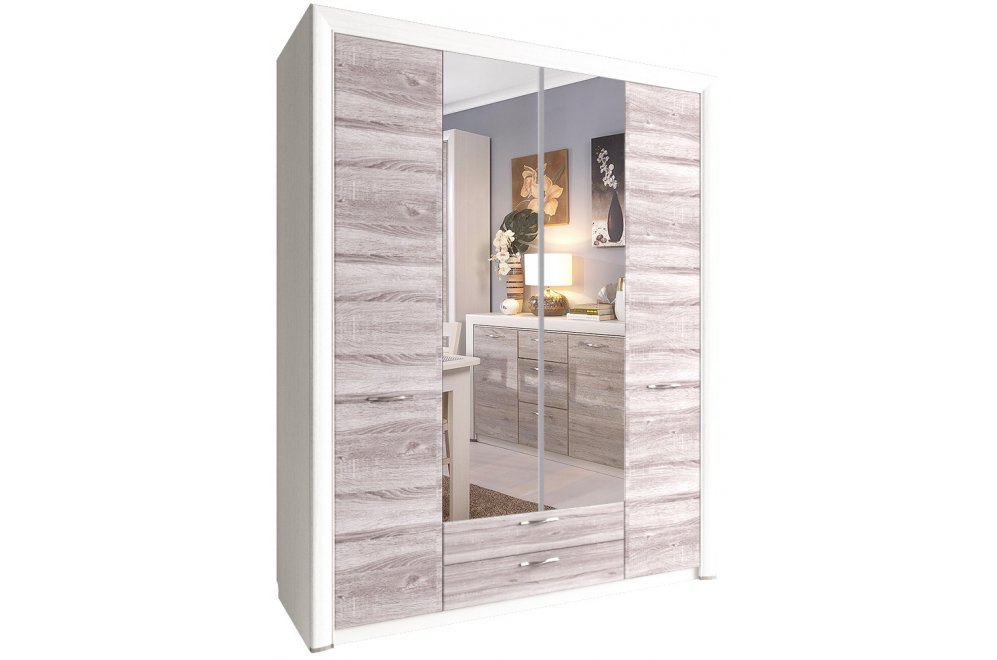 Шкаф Olivia 4D2S с зеркалом дуб анкона