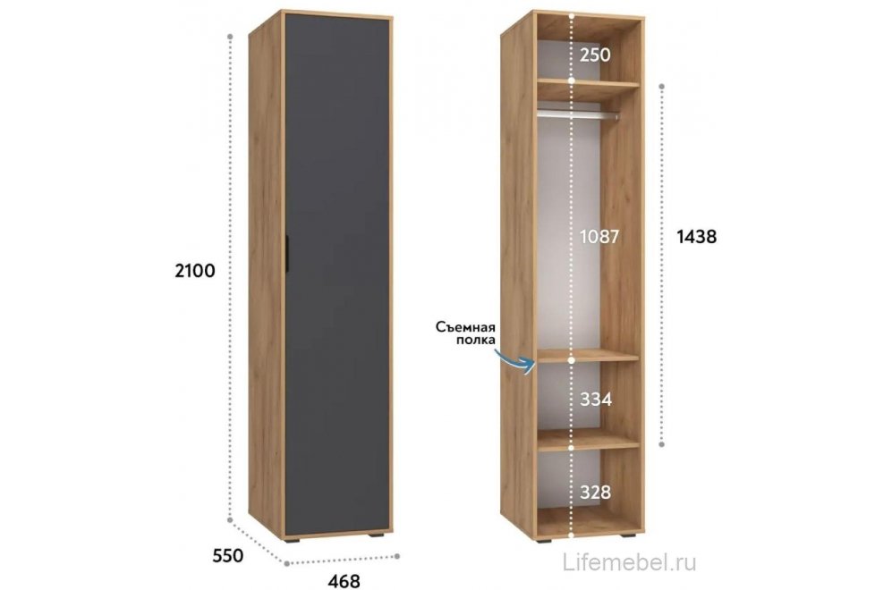 Шкаф Оптима ОП-02 дуб крафт золотой / графит