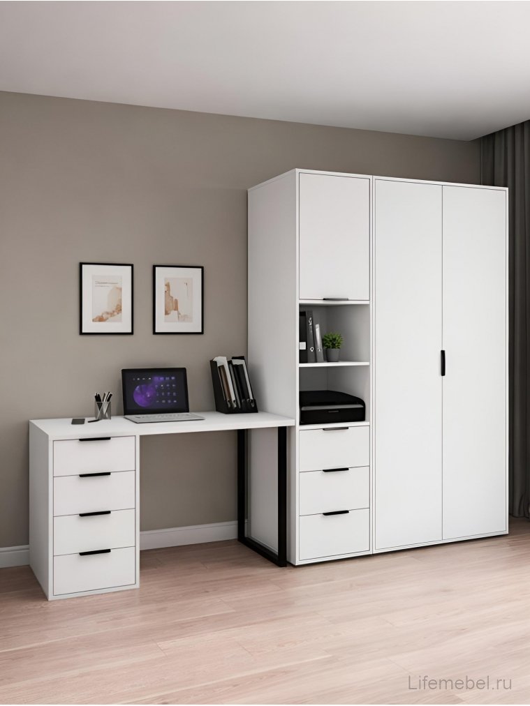 Шкаф-пенал Оптима ОП-03 белый структурный / меренга