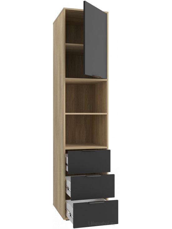 Шкаф-пенал Оптима ОП-03 блэквуд ячменный / блэк