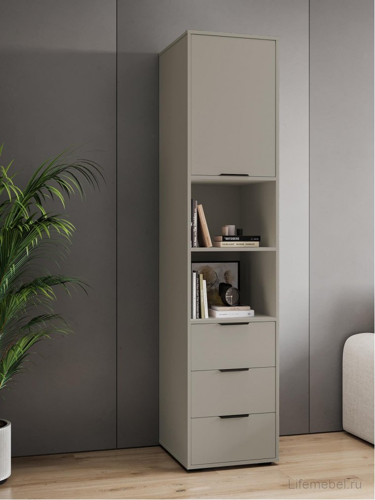 Шкаф-пенал Оптима ОП-03 глиняный серый / риолит