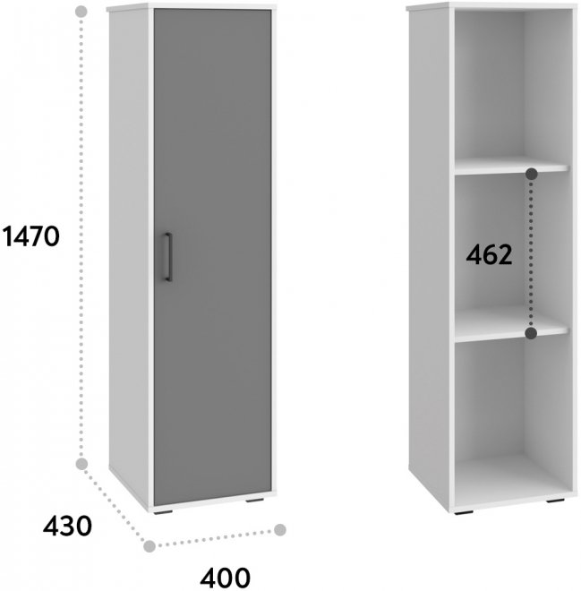 Шкаф-пенал Оскар ОС-01 белый структурный / графит