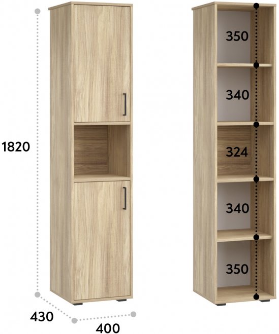 Шкаф-пенал Оскар ОС-02 блэквуд ячменный