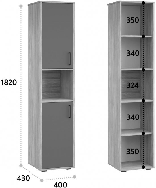 Шкаф-пенал Оскар ОС-02 блэквуд ячменный / графит
