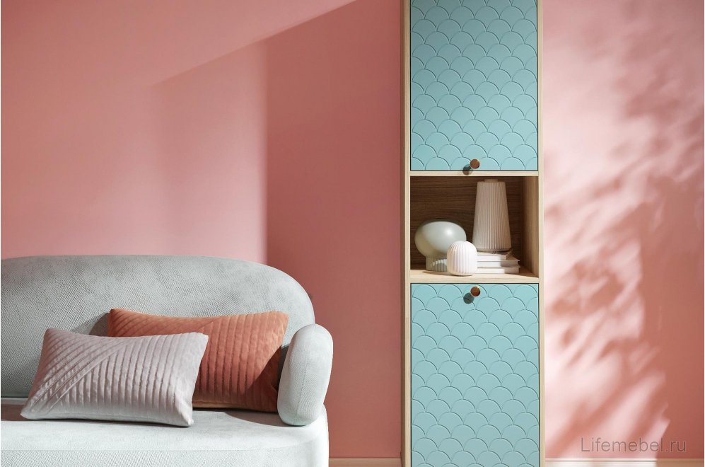 Шкаф-пенал Велламо ВО-03 блэквуд ячменный / бирюза