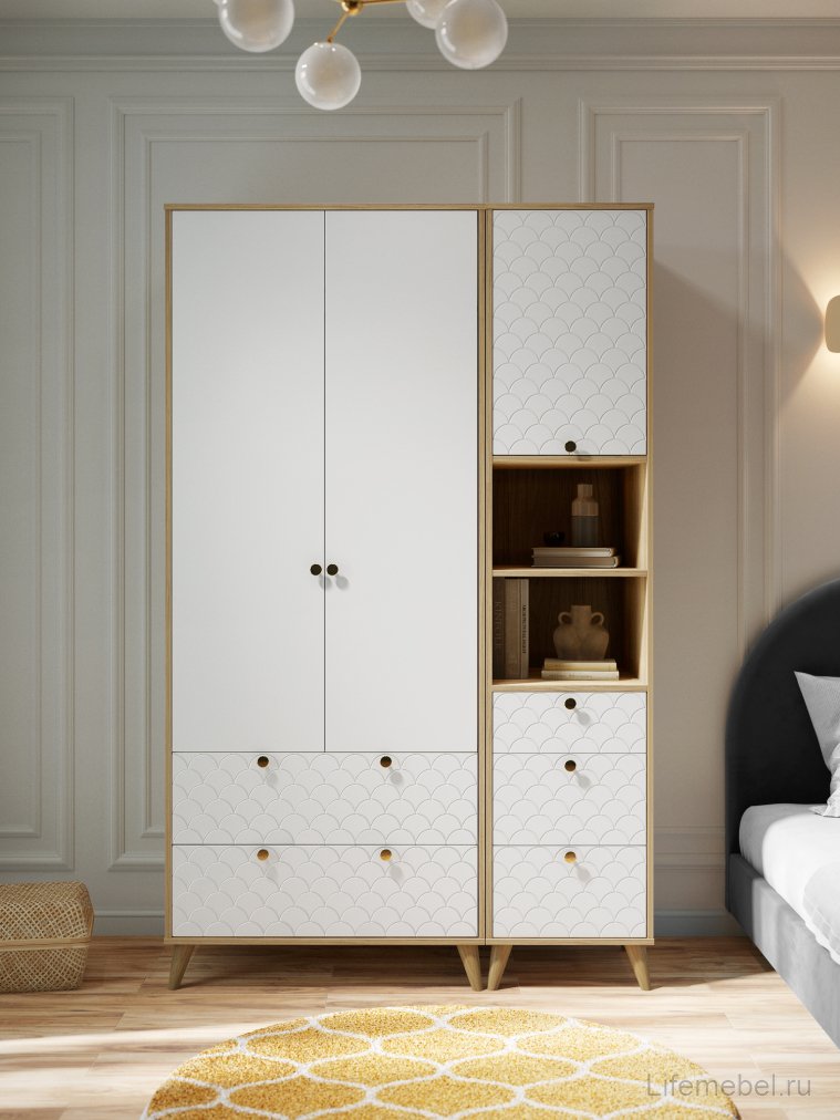 Шкаф-пенал Велламо ВО-14 блэквуд ячменный / бланж