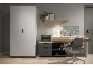 Распашной шкаф платяной Скайлайт СЛ-6К блэквуд ячменный / белый / меренга