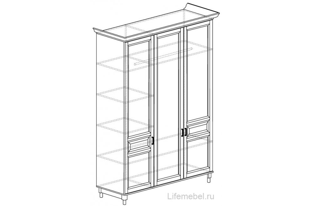 Шкаф Прованс №404 Шкаф 3-дверный сосна белая