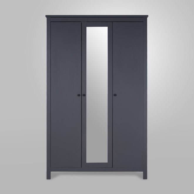 Шкаф Сага 3-х дверный с зеркалом серый