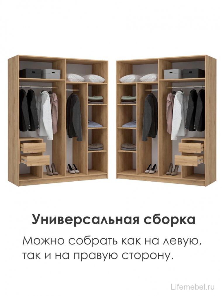 Шкаф Широн 1600 графит серый / дуб крафт золото