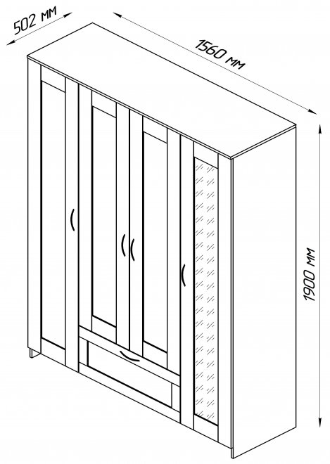 Шкаф Сириус 156х50х190 1 ящик / 1 зеркало сонома