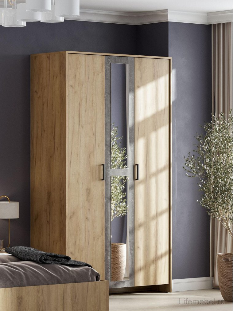 Шкаф Taika дуб золотой / камень темный