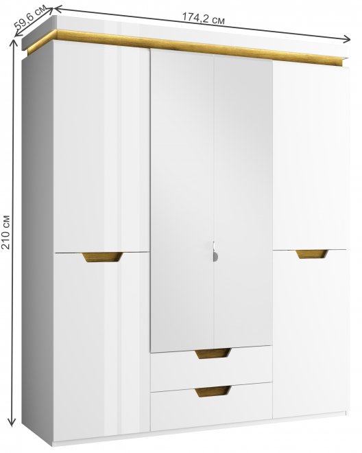 Шкаф Torino 4DG2S Z белый / дуб наварра