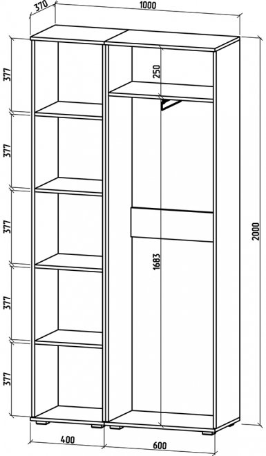 Шкаф Тунис-6 дуб золотистый