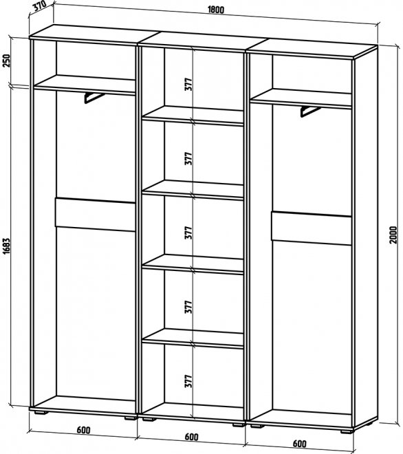 Шкаф Тунис-9 дуб апрель темный