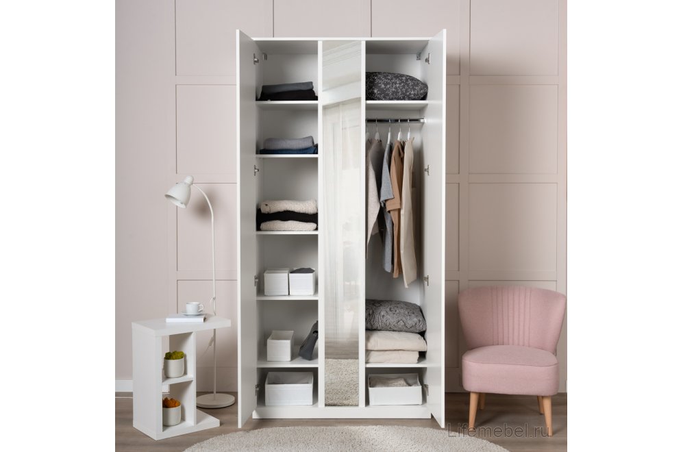 Шкаф Варма Стор 105 с зеркалом белый