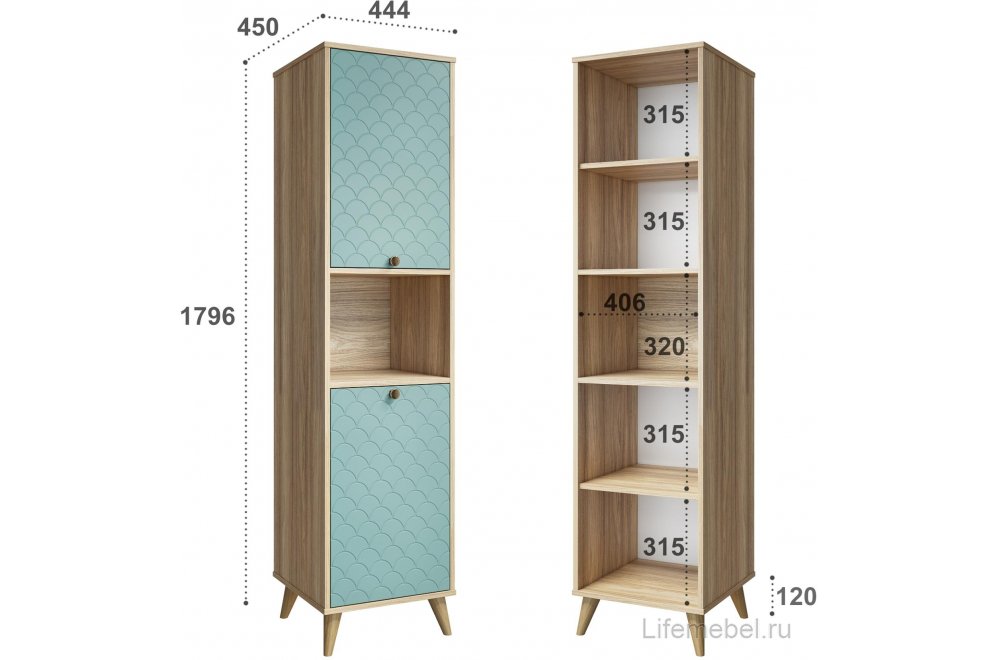 Шкаф Велламо ВО-03 блэквуд ячменный / бирюза