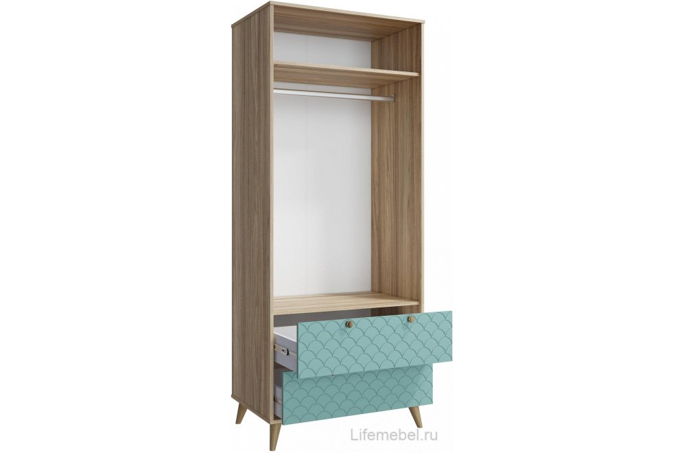 Шкаф Велламо ВО-07 блэквуд ячменный / бирюза
