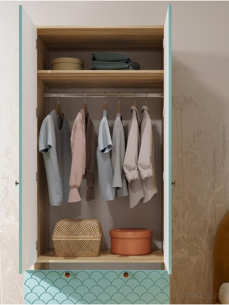 Шкаф Велламо ВО-07 блэквуд ячменный / бирюза