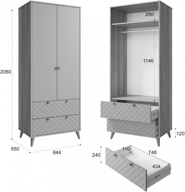 Шкаф Велламо ВО-07 блэквуд ячменный / бирюза