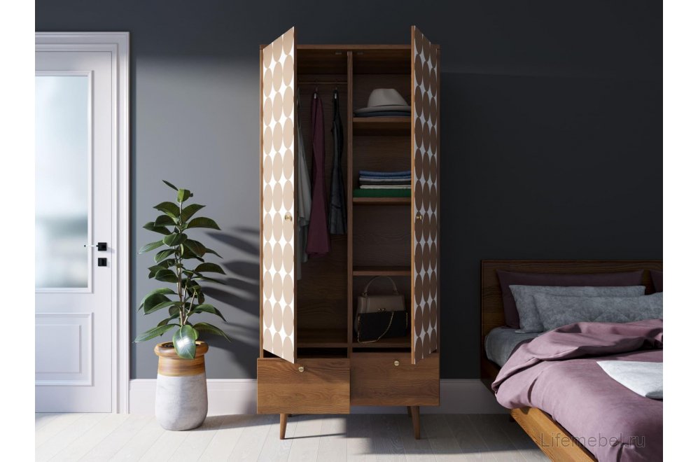 Шкаф Воаб двухстворчатый орех / принт 17