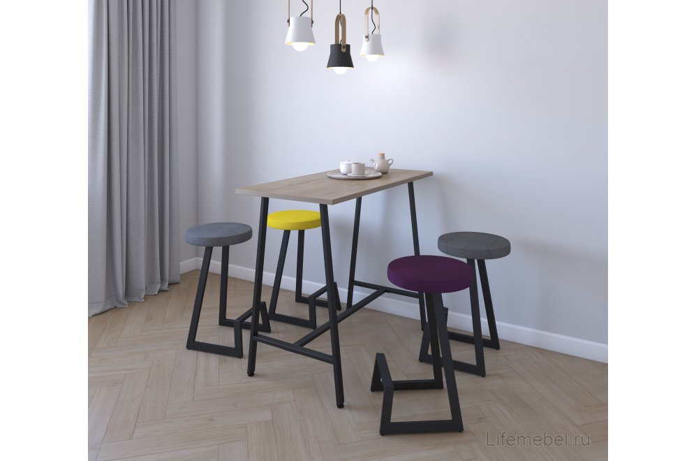 Барный стол Алиас-110-40 (1200*400*1100) шамони светлый/черный