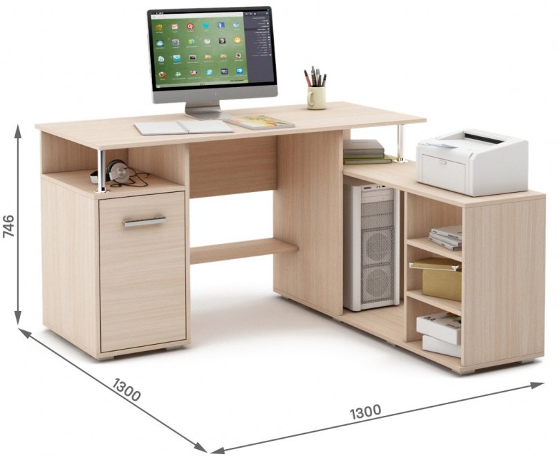 Компьютерный стол Амбер-10 дуб молочный