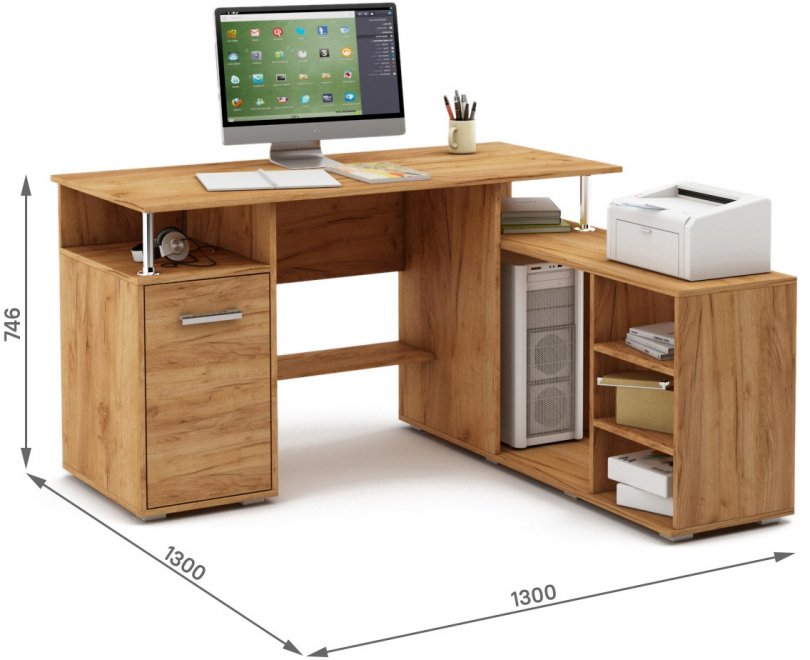 Компьютерный стол Амбер-10 дуб золотистый